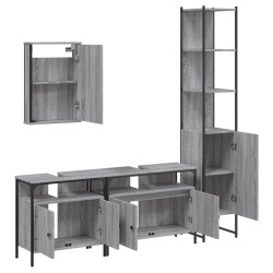 Ensemble de meubles de salle de bain 4 pcs Sonoma gris 