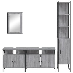 Ensemble de meubles de salle de bain 4 pcs Sonoma gris 