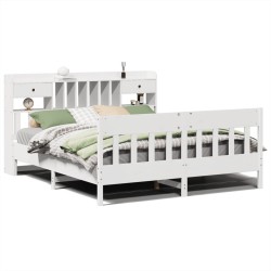 Cadre de lit sans matelas blanc 180x200 cm bois massif de pin 