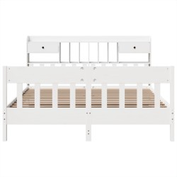 Cadre de lit sans matelas blanc 180x200 cm bois massif de pin 