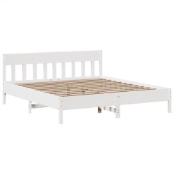 Cadre de lit sans matelas blanc 180x200 cm bois massif de pin 