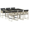 Ensemble à manger de jardin et coussins 7 pcs gris clair rotin 