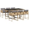 Ensemble à manger de jardin coussins 7 pcs mélange beige rotin 