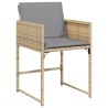 Ensemble à manger de jardin coussins 7 pcs mélange beige rotin 