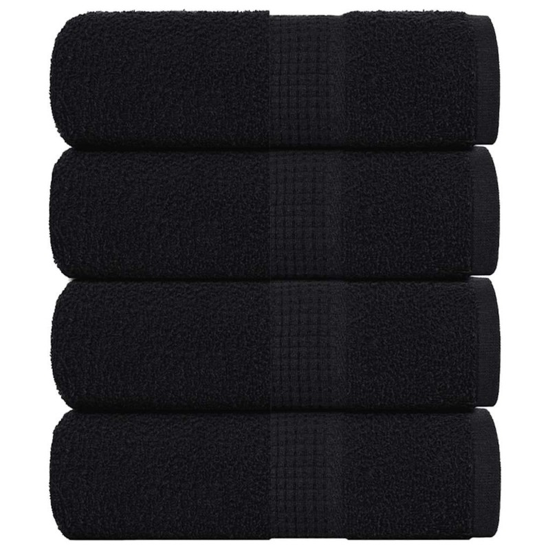 Serviettes de visage 4 pcs noir 30x30 cm 360 g/m² 100% coton 