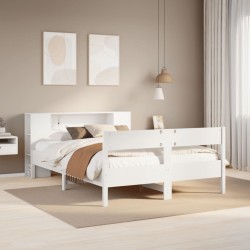 Lit bibliothèque sans matelas blanc 120x190 cm bois pin massif 