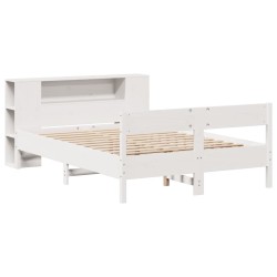 Lit bibliothèque sans matelas blanc 120x190 cm bois pin massif 