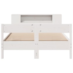 Lit bibliothèque sans matelas blanc 120x190 cm bois pin massif 