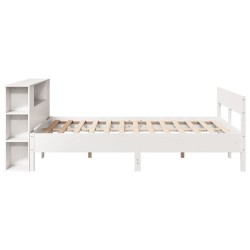 Lit bibliothèque sans matelas blanc 120x190 cm bois pin massif 