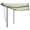 Auvent manuel rétractable avec poteaux 3x2,5 m Crème 