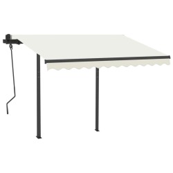 Auvent manuel rétractable avec poteaux 3x2,5 m Crème 