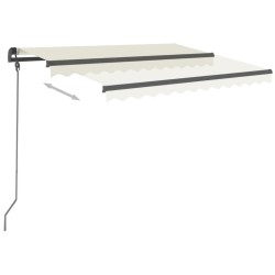 Auvent manuel rétractable avec poteaux 3x2,5 m Crème 