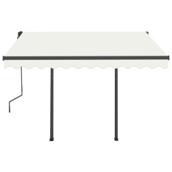 Auvent manuel rétractable avec poteaux 3x2,5 m Crème 