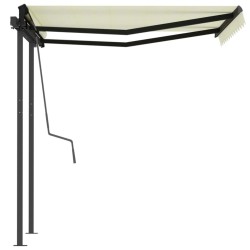 Auvent manuel rétractable avec poteaux 3x2,5 m Crème 
