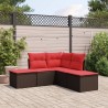 Salon de jardin avec coussins 5 pcs marron résine tressée 