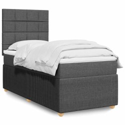 Sommier à lattes de lit avec matelas Gris foncé 80x200 cm Tissu 