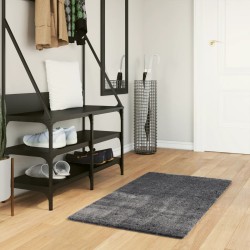 Tapis HUARTE à poils courts doux et lavable anthracite 60x110cm 