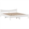 Cadre de lit sans matelas blanc 200x200 cm bois massif de pin 