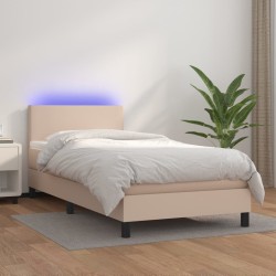 Sommier à lattes de lit avec matelas et LED Cappuccino 90x200cm 