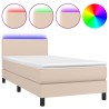 Sommier à lattes de lit avec matelas et LED Cappuccino 90x200cm 