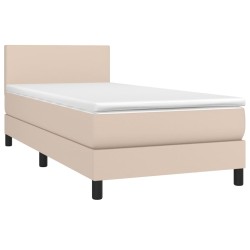 Sommier à lattes de lit avec matelas et LED Cappuccino 90x200cm 