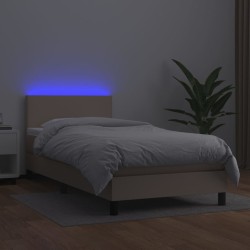 Sommier à lattes de lit avec matelas et LED Cappuccino 90x200cm 