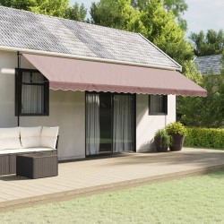 Tissu de remplacement de cantonnière d’auvent rayure marron 6 m 