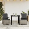 Ensemble à manger de jardin 3 pcs coussins gris résine tressée 