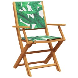 Ensemble à manger de jardin 5 pcs motif de feuilles tissu bois 
