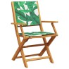Ensemble à manger de jardin 5 pcs motif de feuilles tissu bois 