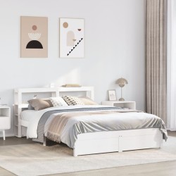 Cadre de lit avec tête de lit sans matelas blanc 150x200 cm 