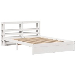 Cadre de lit avec tête de lit sans matelas blanc 150x200 cm 