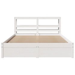 Cadre de lit avec tête de lit sans matelas blanc 150x200 cm 