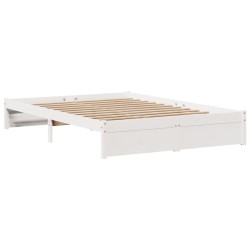 Cadre de lit avec tête de lit sans matelas blanc 150x200 cm 