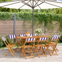 Chaises de jardin pliantes lot de 8 tissu et bois massif 
