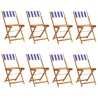 Chaises de jardin pliantes lot de 8 tissu et bois massif 