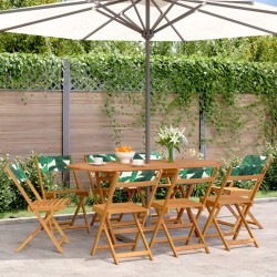 Chaises de jardin pliantes lot de 8 vert tissu et bois massif 