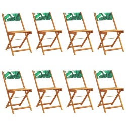 Chaises de jardin pliantes lot de 8 vert tissu et bois massif 