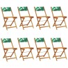 Chaises de jardin pliantes lot de 8 vert tissu et bois massif 