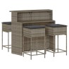 Ensemble de bar de jardin 5 pcs avec coussins gris poly rotin 