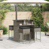 Ensemble de bar de jardin 5 pcs avec coussins gris poly rotin 
