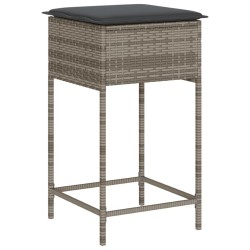 Ensemble de bar de jardin 5 pcs avec coussins gris poly rotin 