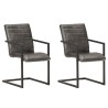 Chaises à manger cantilever lot de 2 gris cuir véritable 