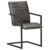 Chaises à manger cantilever lot de 2 gris cuir véritable 
