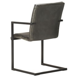 Chaises à manger cantilever lot de 2 gris cuir véritable 