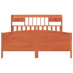 Lit bibliothèque sans matelas cire marron 180x200 cm pin massif 