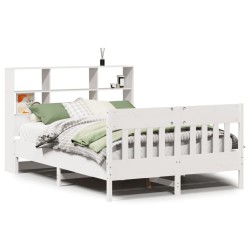 Cadre de lit sans matelas blanc 135x190 cm bois de pin massif 