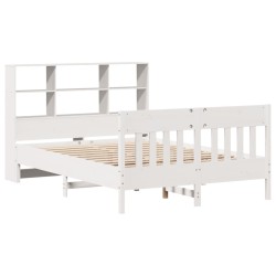 Cadre de lit sans matelas blanc 135x190 cm bois de pin massif 