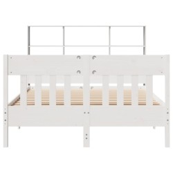 Cadre de lit sans matelas blanc 135x190 cm bois de pin massif 