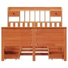 Lit bibliothèque sans matelas cire marron 150x200 cm pin massif 